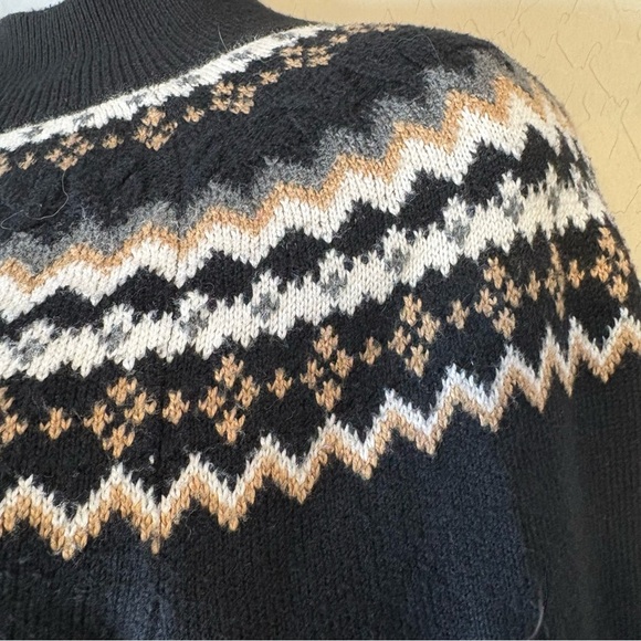 Talbots Fair Isle Black Sweater Dress Mock Turtleneck Size M Women’s - Picture 4 of 10